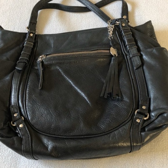 Olivia Harris Black Leather Shoulder Hand Bag Large - Picture 2 of 6
